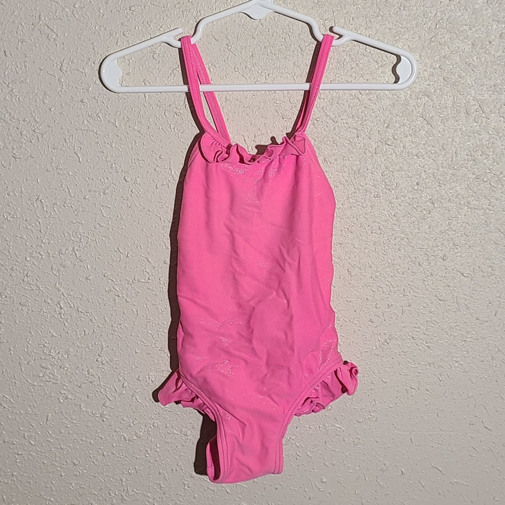 Hot pink little girls bathing suit